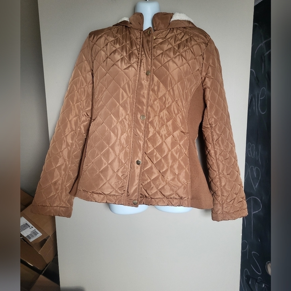 Quilted Brown Jacket, Size Medium